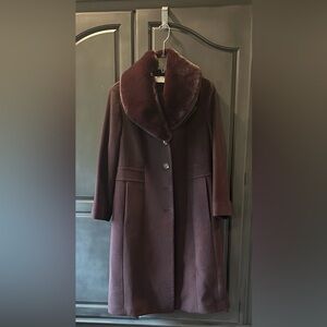 Anne Klein women’s burgundy wool coat size 16
